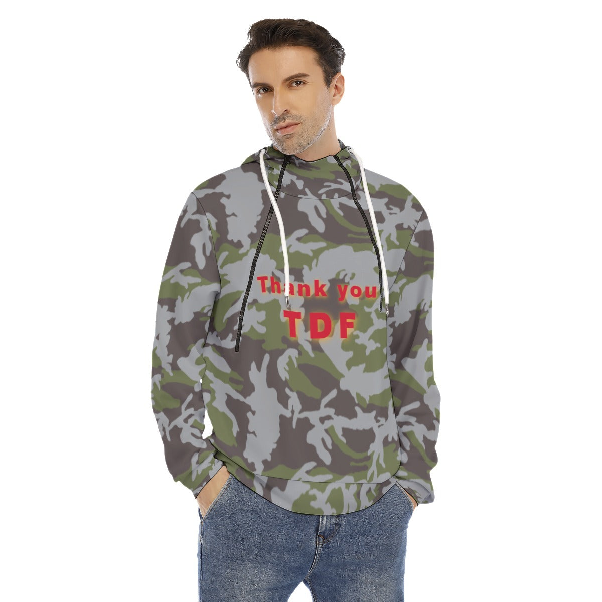 TDF Men's Hoodie With Placket Double Zipper ”ፈሉይ ሓይሊ ትግራይ'