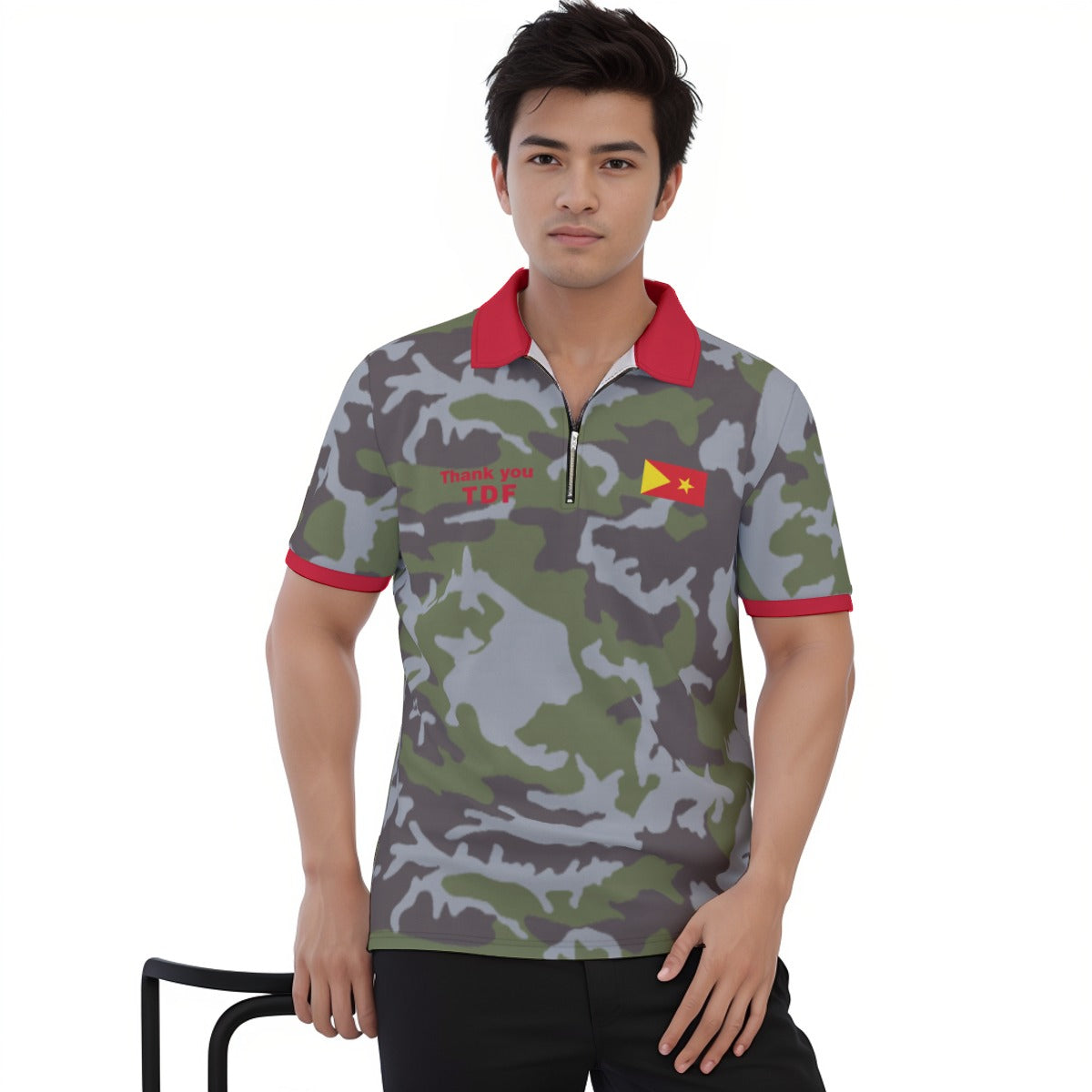 All-over Print Men's Polo Shirt with Zipper