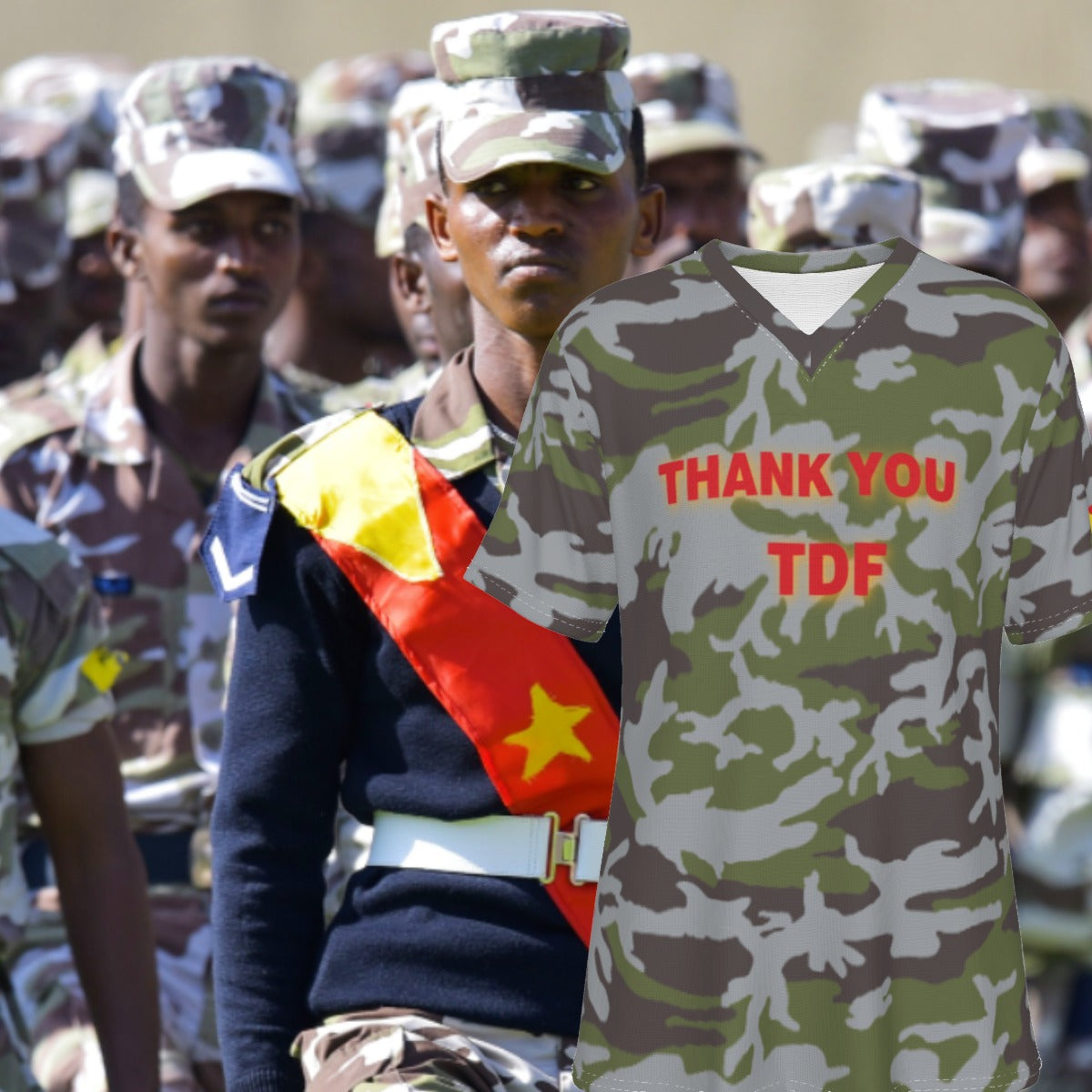 TDF T SHIRT V-Neck T-Shirt'ትድኤፍ ቲሸርት'