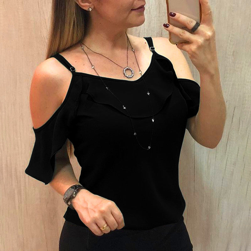 Sling Ruffles Short Sleeve Blouse