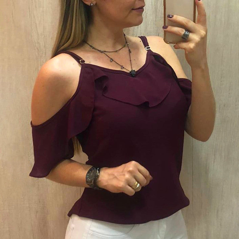 Sling Ruffles Short Sleeve Blouse