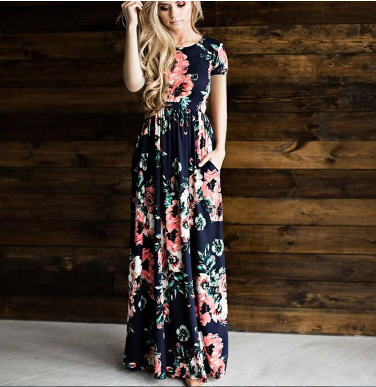 Women's Flower Printing Maxi Dress