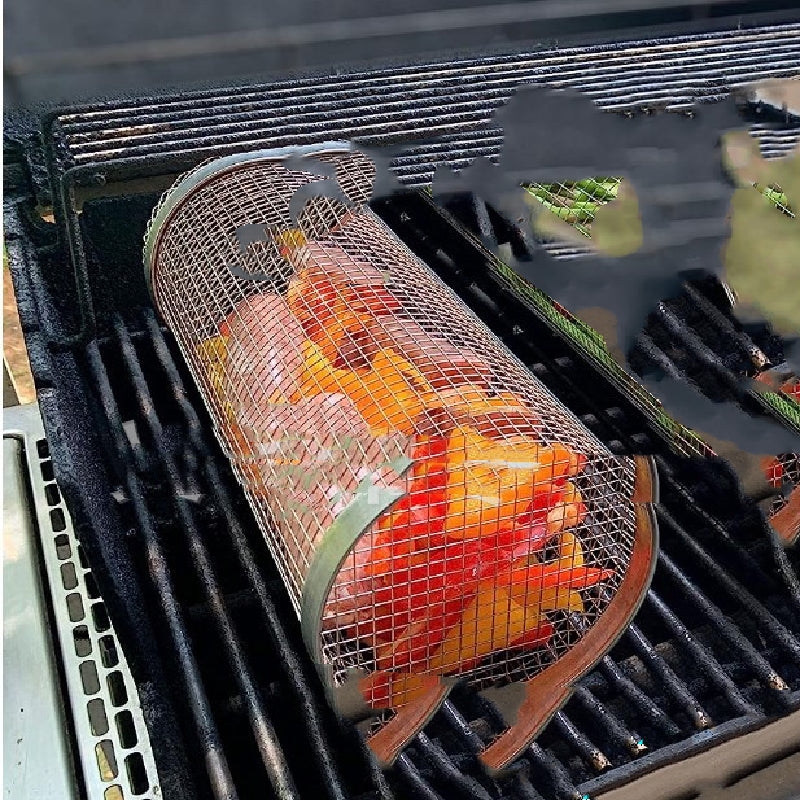 Rolling Grilling Basket Metal BBQ