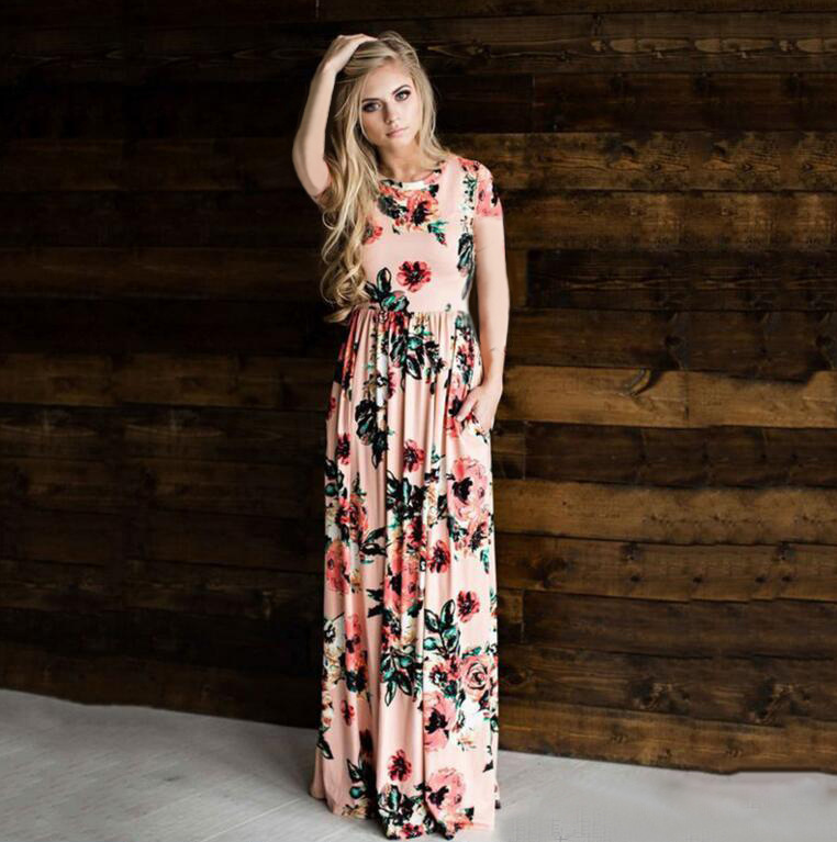 Women's Flower Printing Maxi Dress