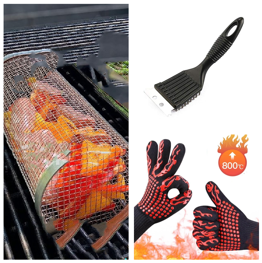 Rolling Grilling Basket Metal BBQ