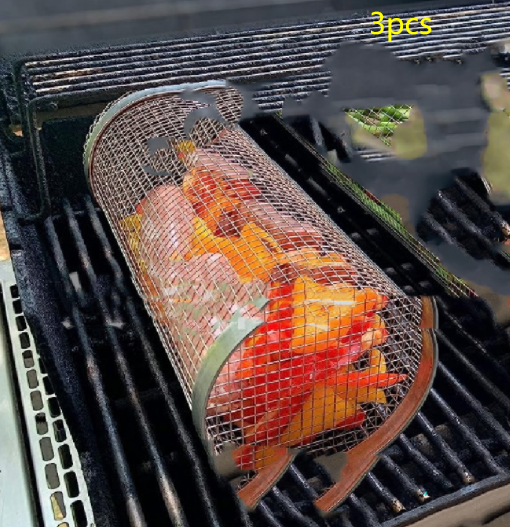 Rolling Grilling Basket Metal BBQ