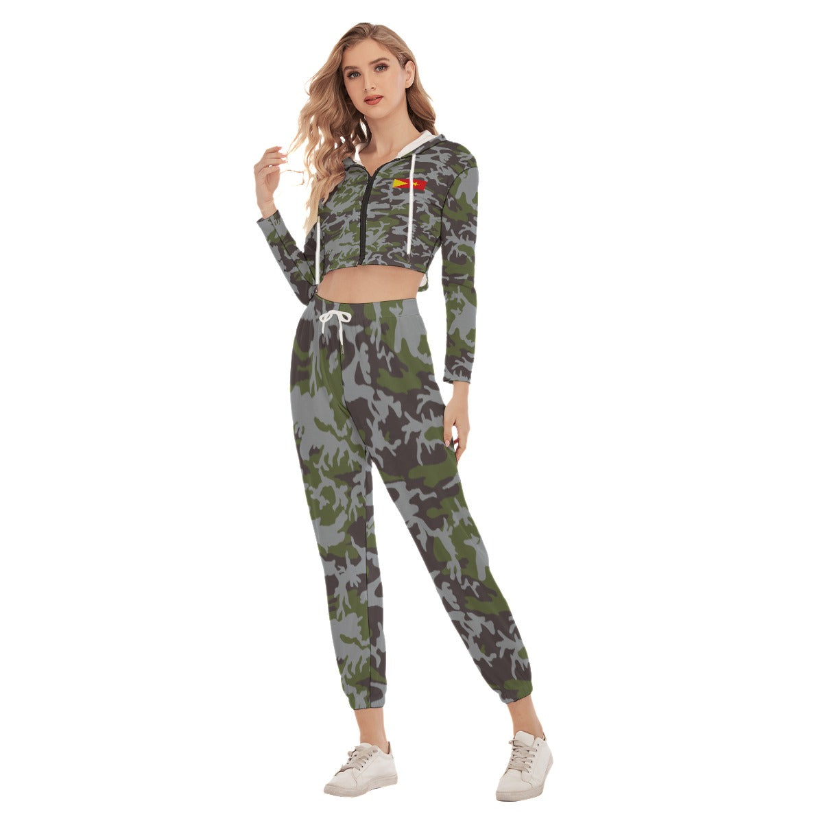 All-Over Print Women's Crop Hoodie Sports Set