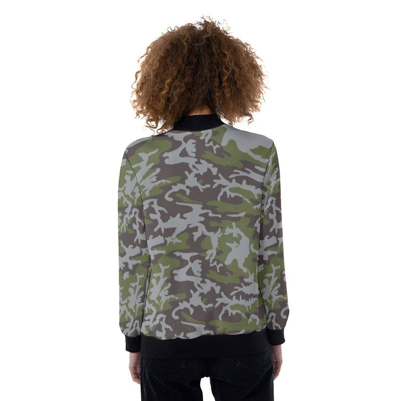 TDF woman jacket All-Over Print Women's Ribbed Stand-up Collar Jacket