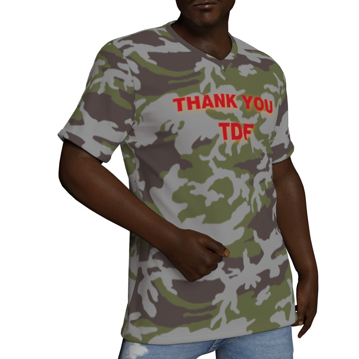 TDF  V-Neck T-Shirt ፈሉይ ሓይሊ ትግራይ：ቲሸርት“