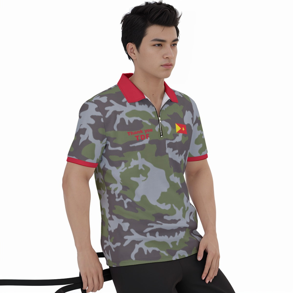 All-over Print Men's Polo Shirt with  Zipper