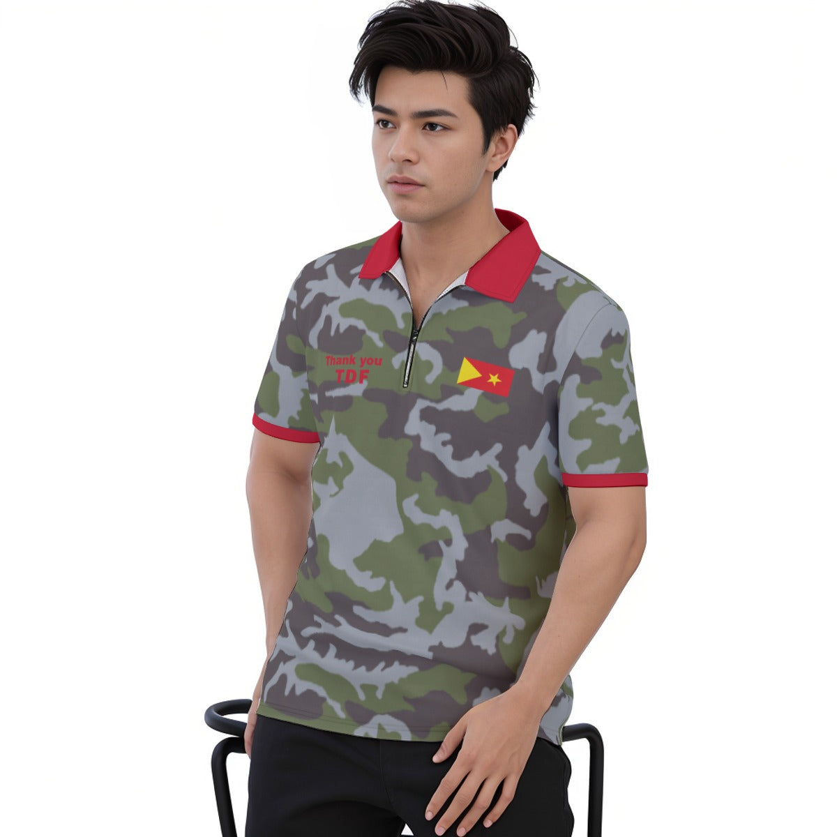 All-over Print Men's Polo Shirt with  Zipper