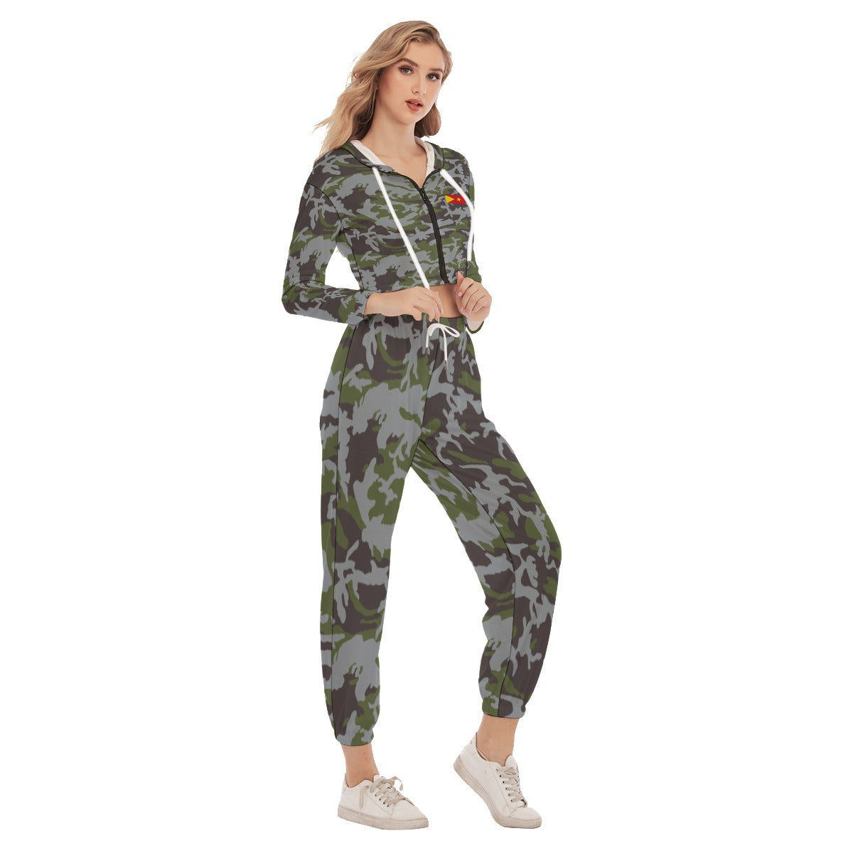 All-Over Print Women's Crop Hoodie Sports Set