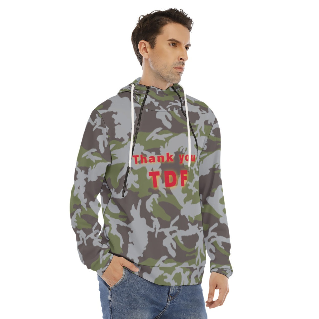 TDF  Men's Hoodie With Placket Double Zipper ”ፈሉይ ሓይሊ ትግራይ'