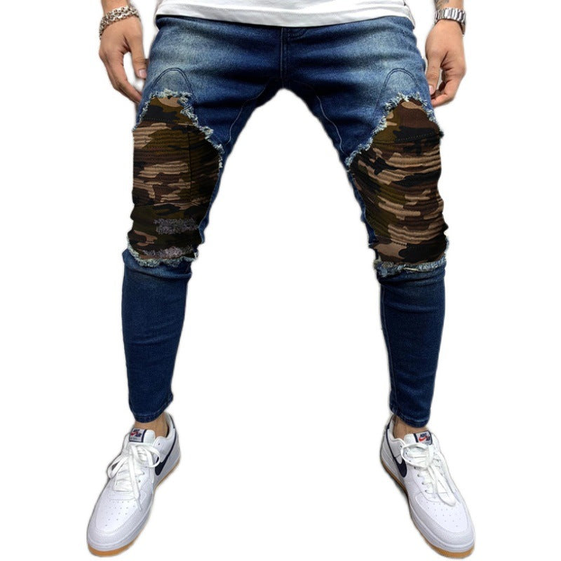 የወንዶች የተለጠፈ Camouflage Slim Fit Jeans