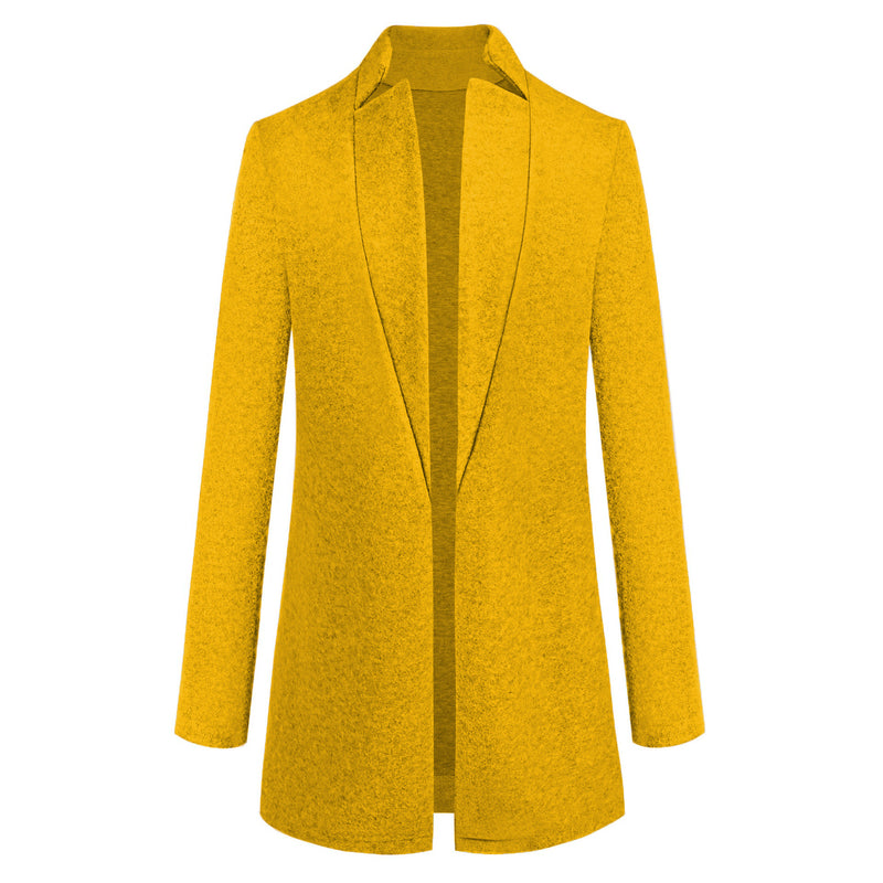 Fashion solid color stand collar woolen coat