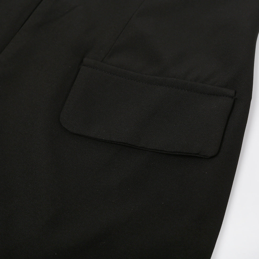 Deep V-shoulder irregular blazer