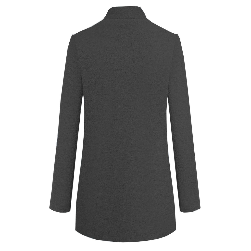 Fashion solid color stand collar woolen coat