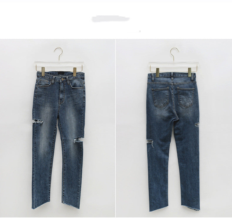 Temperament Ripped Trousers Pencil Pants