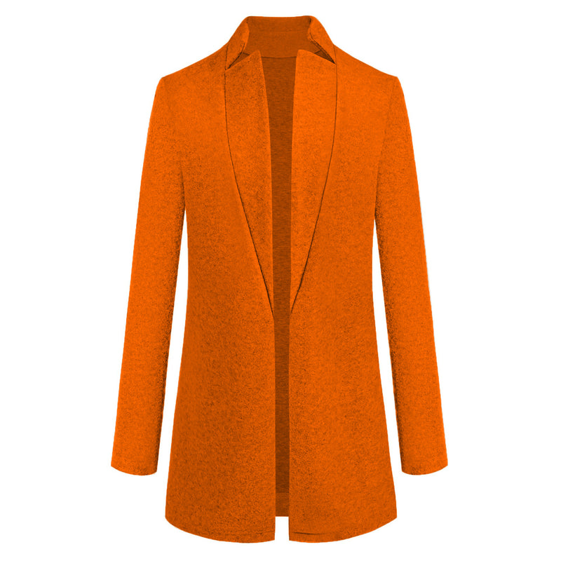 Fashion solid color stand collar woolen coat