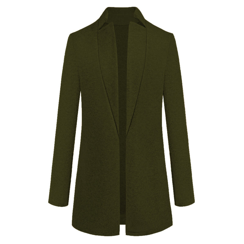 Fashion solid color stand collar woolen coat