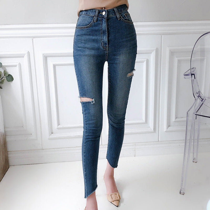 Temperament Ripped Trousers Pencil Pants