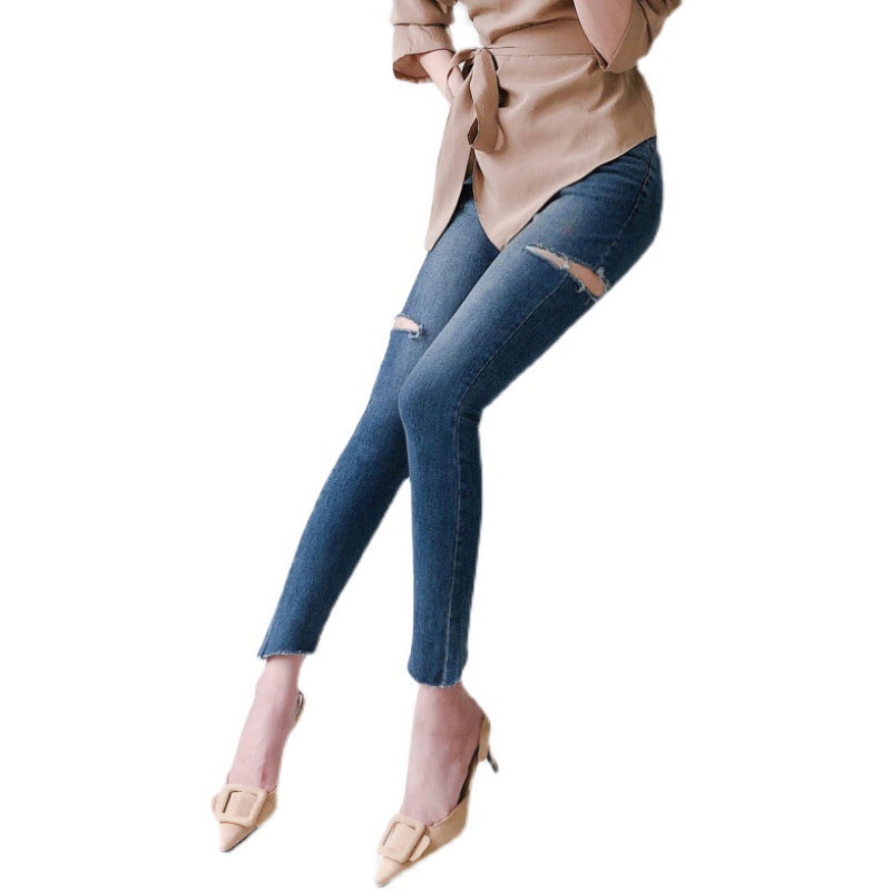 Temperament Ripped Trousers Pencil Pants