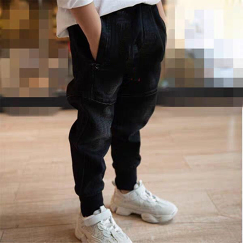 Kids Black Jeans Single Pants Spring And Autumn