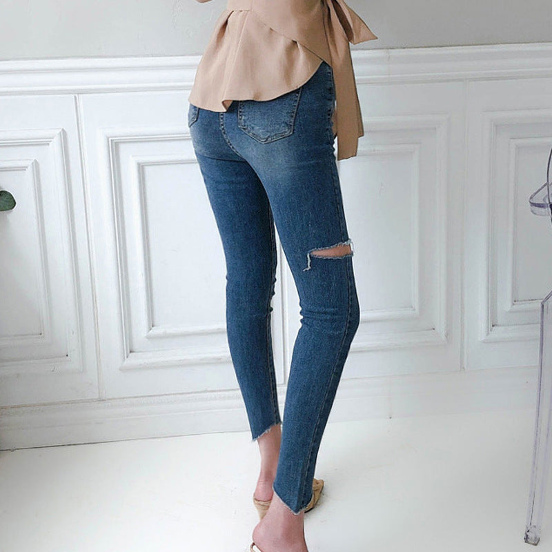 Temperament Ripped Trousers Pencil Pants